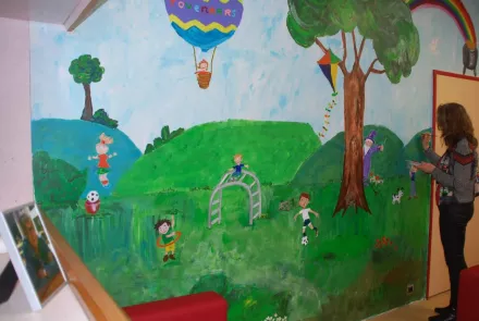 Muurschildering bij Toon Tovenaars Kinderinloop